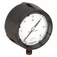 ASHCROFT Process Pressure Gauge: 0 psi to 30 psi, White, 4 1/2 in Dial, 1/2 in NPT Male, Bottom (MPN 451279SS04LXLL30)