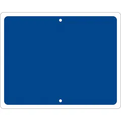 Blank railroad flag sign with a blue background and High Intensity Prismatic (HIP) retroreflective grade for visibility in low-light conditions. Measures 12 in x 15 in nominal size, 0.09 in thick, with mounting holes for installation. Suitable for railway safety and wayfinding applications such as marking tracks, crossings, or maintenance zones.