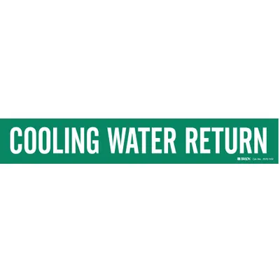BRADY Penanda Pipa: Air Pendingin, Hijau, Putih, Cocok untuk Diameter Luar Pipa 8 in dan Lebih Besar - Cooling Water Adhesive Pipe Markers