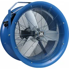 This PATTERSON fan head features a 26-inch blade diameter driven by a 1 hp, three-phase motor operating at 208 to 230/460V AC. It is a single-speed, non-oscillating unit designed for high-velocity air movement in industrial environments such as factories, warehouses, and workshops for spot cooling, ventilation, and air circulation.