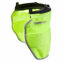 This polyester neck shade mounts over hard hats and helmets, featuring a wide brim for sun protection. The black color with hi-vis yellow accents enhances visibility. Suitable for outdoor work environments where head and neck sun exposure is a concern