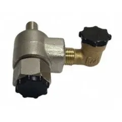 This brass hose reel swivel features 1/4 in FNPT inlet and outlet configurations, designed for use with SCR Series reels. It incorporates a nitrile seal and supports a maximum operating pressure of 300 psi. The swivel allows the reel to rotate freely, preventing hose kinking in industrial air or fluid handling applications.