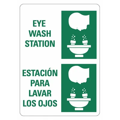 LYLE Tanda Mata Reflektif: Aluminium, Lubang Pemasangan Pemasangan Tanda - Eye Wash Station/Estacion Para Lavar Los Ojos Signs