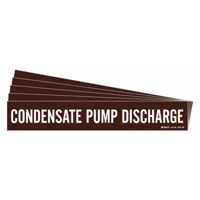BRADY Penanda Pipa: Kondensat, Coklat, Putih, Cocok untuk Diameter Luar Pipa 8 in dan Lebih Besar, 1 Penanda Pipa - Condensate Adhesive Pipe Markers
