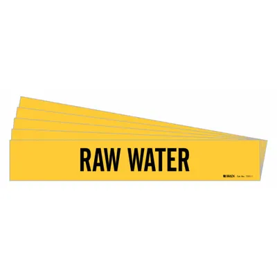 BRADY Penanda Pipa: Raw Water, Kuning, Hitam, Cocok untuk Diameter Luar Pipa 2 1/2 hingga 7 7/8 in - Raw Water Adhesive Pipe Markers