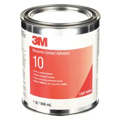 3M Contact Cement 10 is a water-resistant contact adhesive formulated for bonding laminates to porous surfaces such as wood and plastics. Supplied in a 1-quart can, this light-yellow adhesive is applied by brush. It is commonly used for countertops, furniture, and paneling applications.