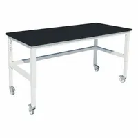 Heavy Duty Table: 24 in Overall Wd, 36 in Overall Ht, 7 ft Overall Lg, Phenolic, Petal White, Steel (MPN GRHD-8424-CAP-2)