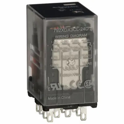 SCHNEIDER Relay Tujuan Umum: Dipasang di Soket, Peringkat Arus 6 A, 24V AC, 4PDT - Socket-Mounted Relays