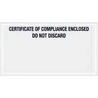APPROVED VENDOR Packing List Envelopes: Certificate of Compliance Enclosed, Black, Top, 1,000 PK (MPN PL511)