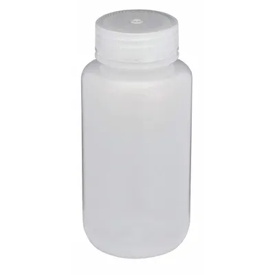GLOBE SCIENTIFIC Botol Sampling: LDPE, 250 mL, 8.45 fl oz, Termasuk Tutup, Natural - LDPE Wide Mouth Round Lab Bottles