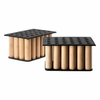 Oblong panel air filter element with 8 3/16 in outside diameter at bottom and 8 3/16 in overall length. Designed for engine air intake filtration in Clark Equipment trucks