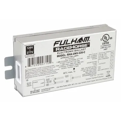 FULHAM Ballast: 120 hingga 277V AC, 1/2 Lampu Didukung, Daya Bola Lampu 18 W_28 W_38 W_39 W - Programmed Rapid Start Electronic Fluorescent Ballasts
