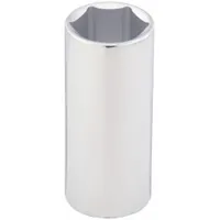 WESTWARD Socket: Metric, 1/2 in Drive Size, 28 mm Socket Size, 6-Point, Deep, Chrome, Socket