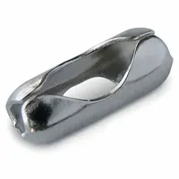 Ball Chain Connectors: Brass, Silver, 1/4 in Overall Wd, 1/4 in Overall Ht, 100 PK (MPN 32400)