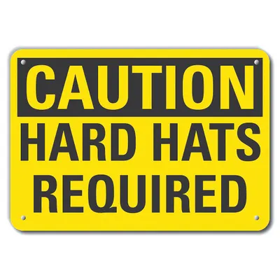 LYLE Tanda Peringatan: Plastik, Lubang Pemasangan Pemasangan Tanda, 10 in x 14 in Ukuran Tanda Nominal - Caution: Hard Hats Required Signs