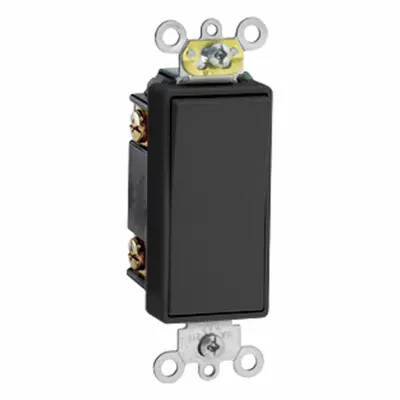LEVITON Wall Switch: Rocker Switch, 3-Way, Maintained, Ebony, 120/277V AC - Rocker Wall Switches