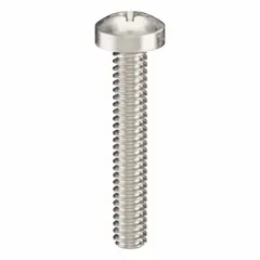 Pan head machine screws with M3x0.50 thread, 45 mm length, made from 18-8 stainless steel with a plain finish. Phillips drive with #1 drive size. Suitable for general fastening applications in machinery, equipment assembly, and electronic enclosures where a low-profile head is required. Supplied in a 100-piece pack.