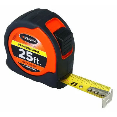 Pita Ukur KESON: Ujung Kait Tunggal Nonmagnetik, 25 ft - Standard (Inch) Tape Measures