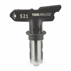 Airless spray gun tip with 0.021 in orifice size for applying paints and lacquers. Includes replacement single seal. Compatible with ProX19 Cart and model 17G178. Black finish.