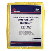 MEDSOURCE Emergency Blanket: Poly-Tissue, Yellow, 56 in Wd, 90 in Lg (MPN MS-B300)