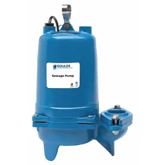 General purpose sewage ejector pump for wastewater removal in commercial and industrial applications. Features a cast iron impeller, vertical discharge orientation, and operates on 460V AC three-phase power. Delivers 183 gpm at 10 feet of head. Switch not included.