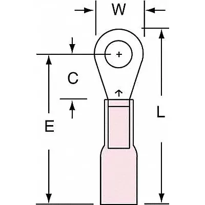 Terminal Cincin 3M: Merah, Isolasi Penyusutan Panas, Ukuran Stud #8, Ukuran Kawat 22 AWG hingga 18 AWG - Insulated Ring Terminals with Heat Shrink