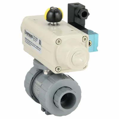 Katup Bola Dua Arah yang Dioperasikan Secara Pneumatik HAYWARD FLOW CONTROL: 3/4 in, CPVC - CPVC Pneumatically-Actuated Ball Valves