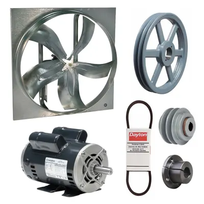 Dayton Kipas Pembuangan dengan Paket Penggerak: Sabuk, 54 in Bilah, 2 hp, 32.589 cfm - Belt-Drive Panel Exhaust Fans with Drive Package