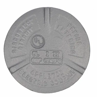 APPLETON ELECTRIC Penutup untuk Perlengkapan Akses Saluran: Aluminium, Dilapisi Bubuk, GRJS, Ukuran Perdagangan 2 9/16 in - Covers for Conduit Access Fittings