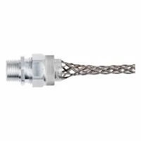 Stainless steel strain relief support grip with single eye style and 14 in mesh length. Accommodates cable diameters from 1.69 in to 1.81 in. Used to secure cables and prevent pull-out in electrical and industrial installations