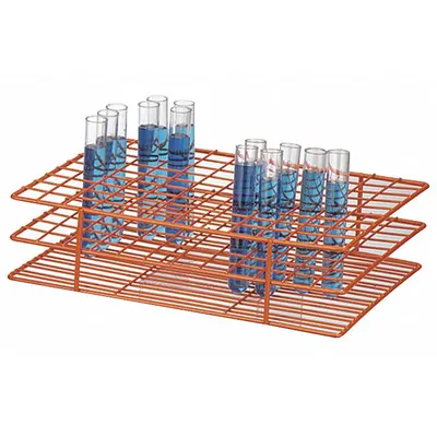 SP SCIENCEWARE Rak Tabung: 2 1/2 in Tinggi Keseluruhan, Baja, Oranye, (108) Tempat, 108 Kompartemen - Lab Storage Racks