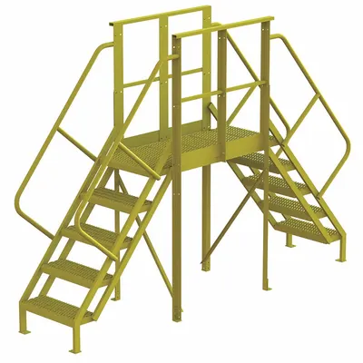 TRI-ARC Jembatan Silang: 4.2 ft Tinggi Platform, Baja, Kapasitas Beban 1.000 lb, Bergerigi - Easy Descent Crossover Bridges