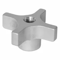 JW WINCO Quick Release Hand Knobs: 4 Point, Aluminum, 3/8"-16 Thread, 2 in Dia (MPN 6TFR2A)