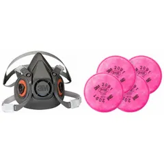 This half-mask respirator features a thermoplastic elastomer facepiece and includes four nuisance organic vapor/P100 filters. Suitable for use in environments with airborne particulates and nuisance-level organic vapors, such as painting, chemical handling, and general manufacturing.