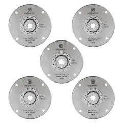 This Starlock Plus mounted blade is designed for long cutting applications. Made from high-speed steel, it has an overall length of 5 inches. Suitable for cutting copper and other materials. Sold as a 5-pack.