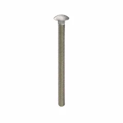 Square neck carriage bolt made from 316 stainless steel with plain finish. Thread size 1/4"-20, length 3-1/2 inches. Sold in packs of 5. The square neck prevents rotation during tightening, suitable for fastening metal to wood or metal to metal in corrosive environments.