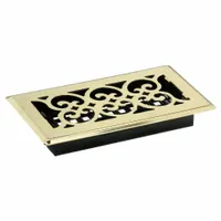 Floor Register: Floor, 9 1/2 in H, 5 1/2 in W, Decorative, Bright, Brass, Steel Grille, One-Way (MPN SPH408)