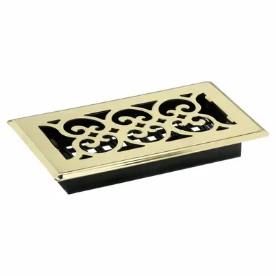 Register Lantai DECOR GRATES: Lantai, Tinggi 9 1/2 in, Lebar 5 1/2 in, Dekoratif, Cerah, Kuningan - Floor Registers