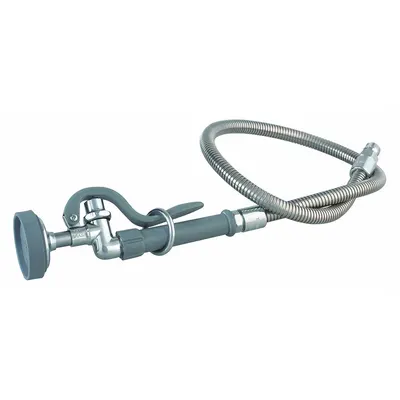 T&S BRASS Penyemprot Pra-Bilas: Kuningan, Krom, 49 1/8 in Panjang Keseluruhan, 1/2" Ukuran Sambungan - Faucet Sprayers