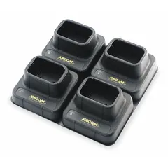 Multi-unit charger compatible with Ritron JMX series radios. Charges up to four radios simultaneously. Operates on 110 V AC input. Suitable for environments where multiple radios require simultaneous charging.