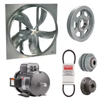 Exhaust Fan with Drive Package: Belt Drive, 60 in Blade, 3 hp, 44,302 cfm, 115/230V AC, 1 ph