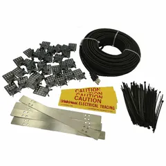 Pre-assembled electric heating cable for gutters and roofs. Operates at 120V AC with 18 AWG bus wires and NEMA 5-15P plug. Suitable for indoor/outdoor use to prevent ice dams and snow buildup in gutters and downspouts.