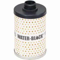 Disposable canister-style fuel filter for removing water and particulate from diesel or fuel oil. Polymer body. Compatible with model 496. Used in industrial heating, generator, and engine fuel systems to protect injectors and pumps.