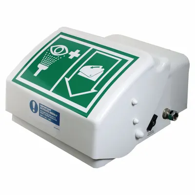 HUGHES Retrofit Pencuci Mata: Pemasangan Dinding, Cakupan Mata dan Wajah, Tertutup, Mangkuk ABS Plastik - Wall-Mount Eyewash Stations