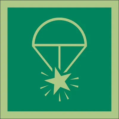 IMO (International Maritime Organization) Rambu Keselamatan: Vinil, Pemasangan Rambu Perekat - Square Rocket Parachute Flare Symbol Signs