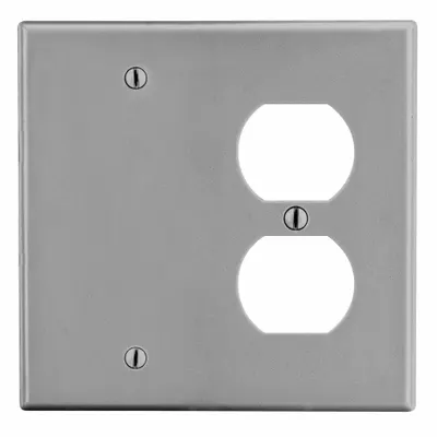 HUBBELL Pelat Dinding: Kombinasi, 2 Gang, Abu-abu - Combination Wall Plates