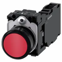 SIEMENS Flush Push Button Operator: Non-Illuminated, Flush Profile, Non-Metallic, 22 mm, 1NO/1NC (MPN 3SU1100-0AB20-1FA0)