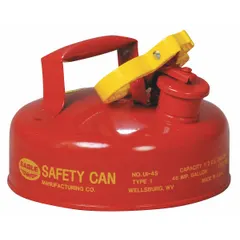 EAGLE Type I safety can for flammable liquids. 1/2-gallon capacity. Constructed from red powder-coated steel. Single opening for filling and pouring. Used for handling and dispensing combustible liquids in industrial environments.