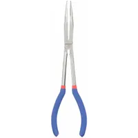 Bent Long Nose Plier: 2 7/8 in Max Jaw Opening, 10 7/8 in Overall Lg, 3 in Jaw Lg, 1/4 in Tip Wd