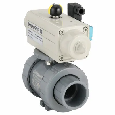 HAYWARD FLOW CONTROL Katup Bola Dua Arah yang Dioperasikan Secara Pneumatik: 1 1/2 in, CPVC - CPVC Pneumatically-Actuated Ball Valves
